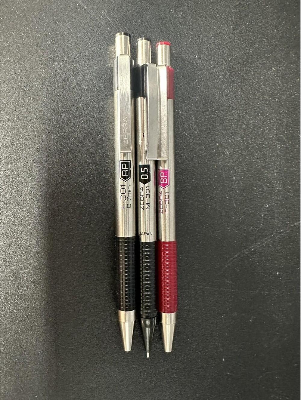 3 Lot: Zebra F-301 BP Pen Black & Red M 301 Mechanical Pencil